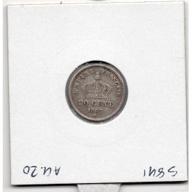 20 centimes Napoléon III tête laurée 1867 BB Strasbourg TB