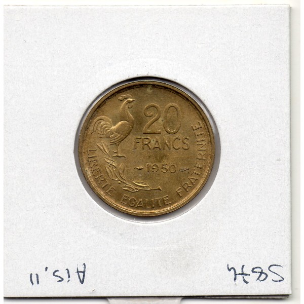 20 francs Coq G. Guiraud 4 faucilles 1950 Sup+
