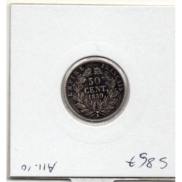 50 centimes Napoléon III tête nue 1859 A Paris TTB Choc