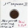 1 centime Napoléon III tête laurée 1862 petit BB Strasbourg TTB