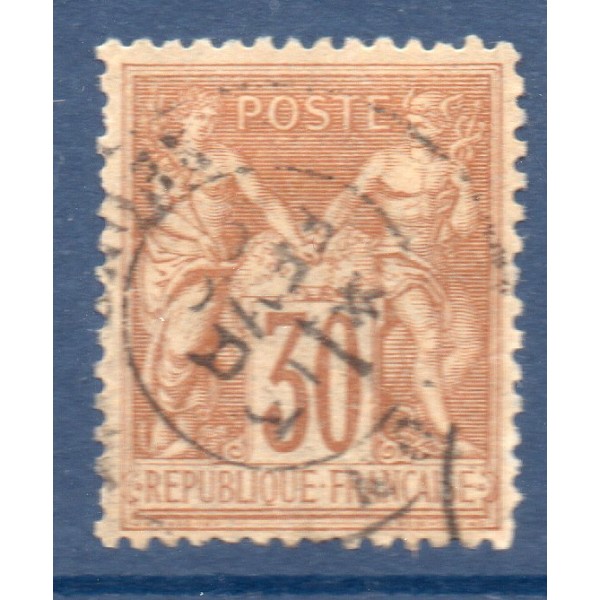Timbre France Yvert No 80 Type II Sage 30c brun-jaune Oblitéré