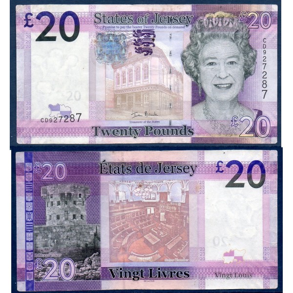 Jersey P.35a, TTB Billet de 20 livres 2010 Rocco Tower