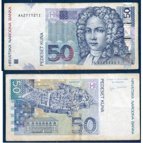 Croatie P.40a, TB Billet de 50 Kuna 2002 Ivan Gundulic