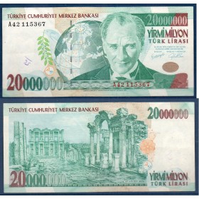 Turquie P.215, TTB écrit Billet de 20000000 Lira 2000 Ephèse