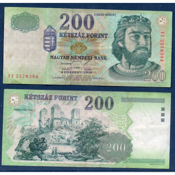 Hongrie P.178a, TTB Billet de 200 Forint 1998 Roi Robert