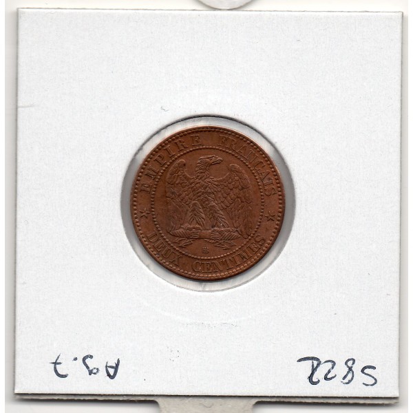 2 centimes Napoléon III tête laurée 1861 BB Strasbourg SPL