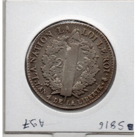 2 Sols Constitution Louis XVI 1792 A Paris TB- argentée