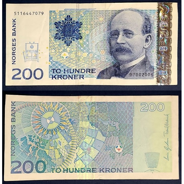 Norvège P.50d, TTB Billet de 200 Kroner 2014 Kristian Birkeland