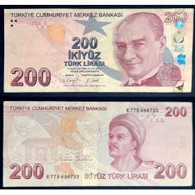 Turquie P.227d, TTB, Billet de 200 Lira 2009 Yunus Emre