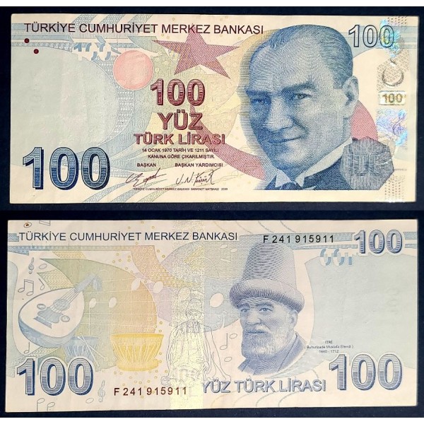Turquie P.226d, TTB Billet de 100 Lira 2009 Mustafa Efendi