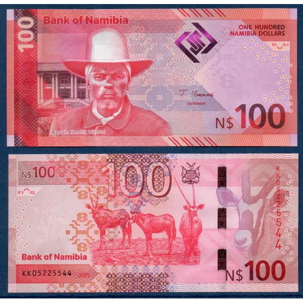 Namibie P.23a, Neuf Billet de 100 Dollars 2025 Springbok