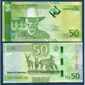 Namibie P.22a, Neuf Billet de 50 Dollars 2025 Springbok