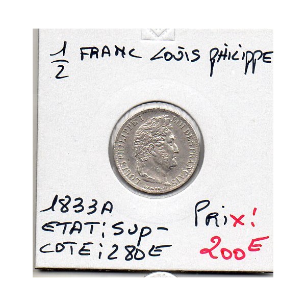 1/2 franc Louis Philippe 1833 A Paris Sup-