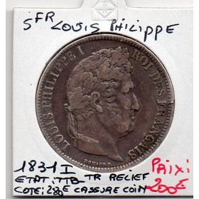 5 francs Louis Philippe 1831 I tranche relief Limoges TTB- defaut flan