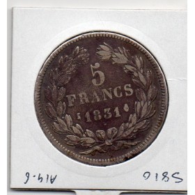 5 francs Louis Philippe 1831 I tranche relief Limoges TTB- defaut flan