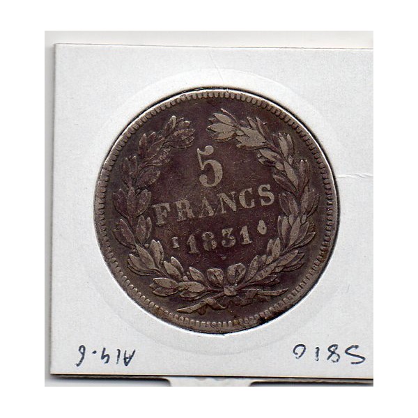 5 francs Louis Philippe 1831 I tranche relief Limoges TTB- defaut flan