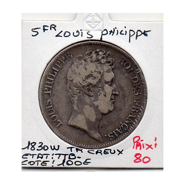 5 francs Louis Philippe 1830 W tranche creux TTB-