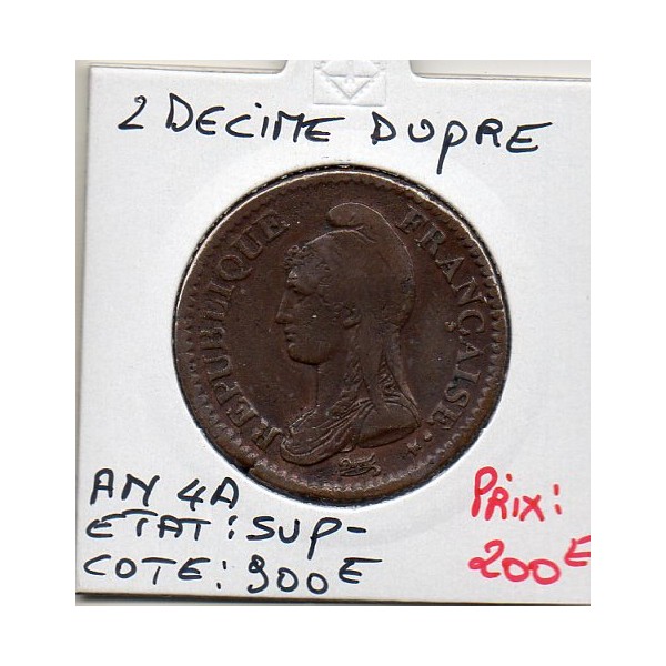 2 décimes Dupré An 4 A paris Sup-