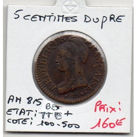 5 centimes Dupré An 8/5 BB Strasbourg TTB+