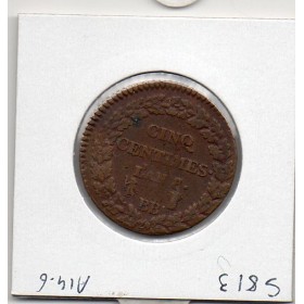 5 centimes Dupré An 8/5 BB Strasbourg TTB+