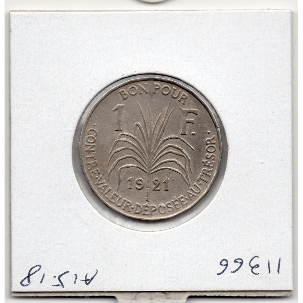 Guadeloupe, 1 Franc 1921 Sup-, Lec.58