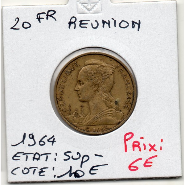 Réunion, 20 francs 1964 Sup-, Lec.92