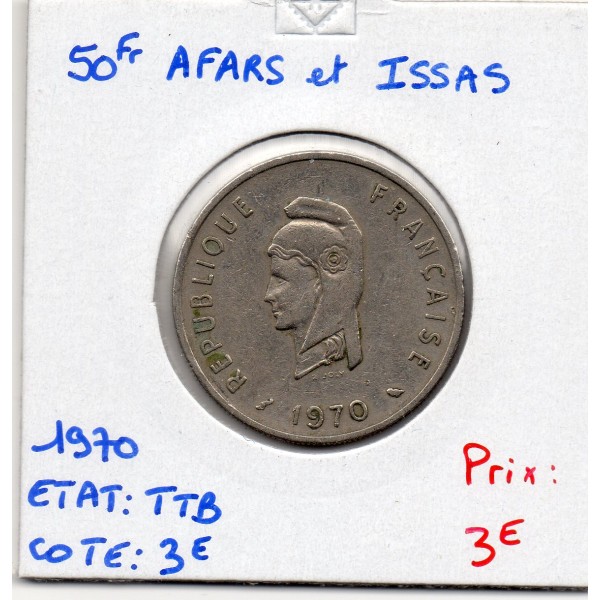 Afars et Issas 50 Francs 1970 Chouette TTB, Lec.68