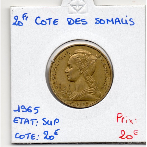 Cote des Somalis 20 francs 1965 Sup, Lec.48