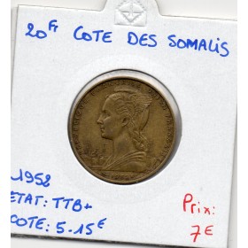 Cote des Somalis 20 francs 1952 TTB+, Lec.42