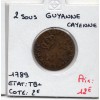 Guyane, Cayenne 2 sous 1789 A TB+, Lec.20
