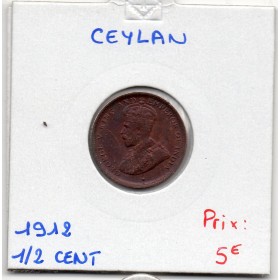 Ceylan 1/2 cent 1912 Sup, KM.106 Georges V