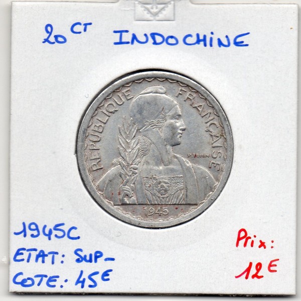 Indochine 20 cents 1945 C Castelsarrasin Sup-, Lec.253