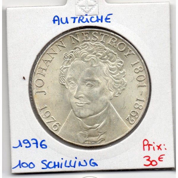 Autriche 100 Schilling 1976 Spl, KM.2932 Johann Nestroy