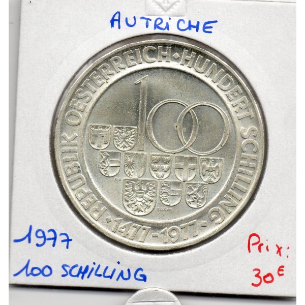 Autriche 100 Schilling 1977 Spl, KM.2936 monnaie de Hall