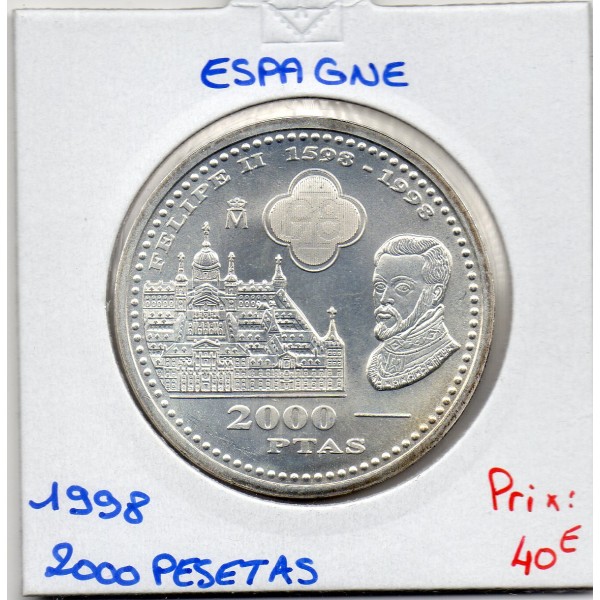 Espagne 2000 pesetas 1998 Spl, KM.987 mort Philippe II