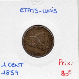 Etats Unis 1 cent 1857 TTB+, KM.85 Flying Eagle