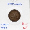 Etats Unis 1 cent 1857 TTB+, KM.85 Flying Eagle