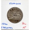 Espagne 2 pesetas 1870 TTB-, KM.654 Gouvernement provisoire