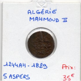 Algérie 5 aspers 1244 Ah - 1829 TTB+, KM.71 Mahmoud II