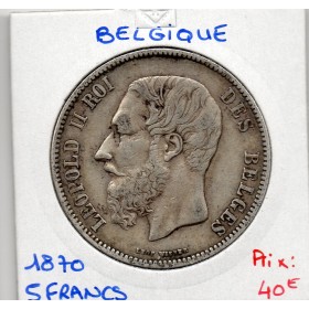 Belgique 5 Francs 1870 TTB, KM.24 Leopold II