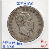 Italie 5 Lire 1870 M BN TTB,  KM.8 VITTORIO EMANUELE