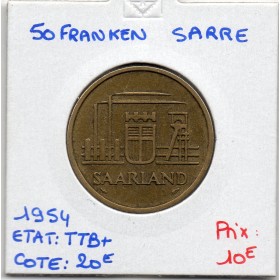 Sarre Saar, 50 franken 1954 TTB+, Gad.3