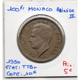 Monaco Rainier III 100 francs 1950 TTB+, Gad.142
