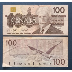 Canada P.99c, TTB Billet de 100 dollar 1988 Robert Borden