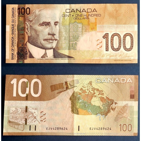 Canada P.105d, TTB Billet de 100 dollar 2009 Robert Borden