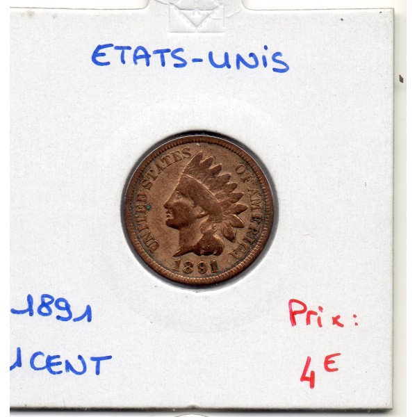Etats Unis 1 cent 1891 TB+, KM.90a indian head