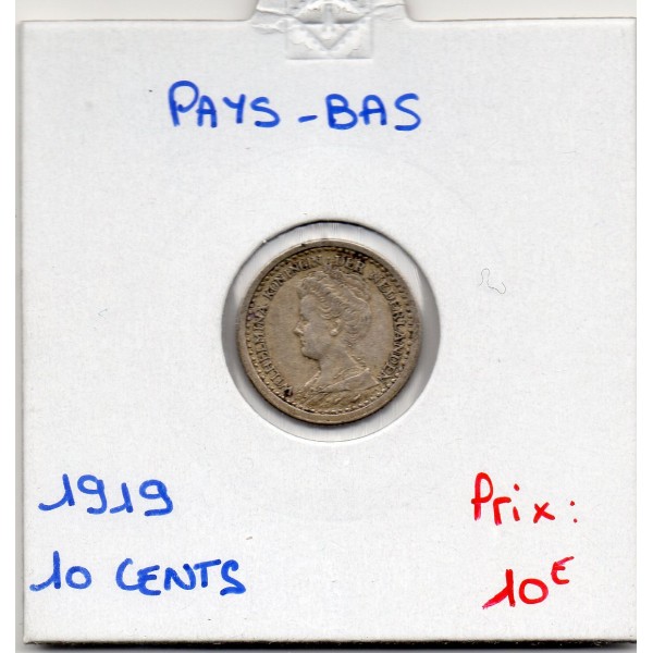 Pays Bas 10 cents 1919 Sup, KM.145 Wilhelmina