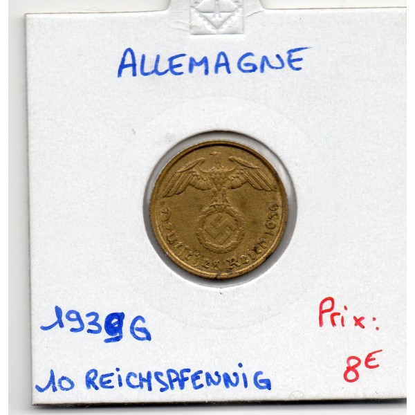 Allemagne 10 reichspfennig 1939 G, Sup KM 92 pièce de monnaie