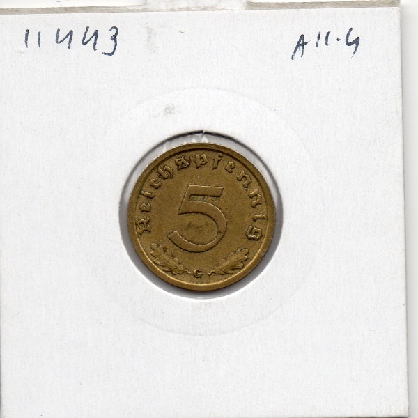 Allemagne 10 reichspfennig 1939 G, Sup KM 92 pièce de monnaie