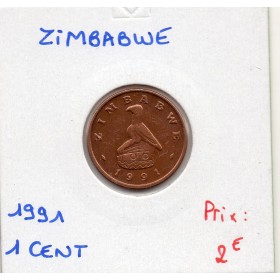 Zimbabwe 1 cent 1991 Sup, KM.1a Oiseau